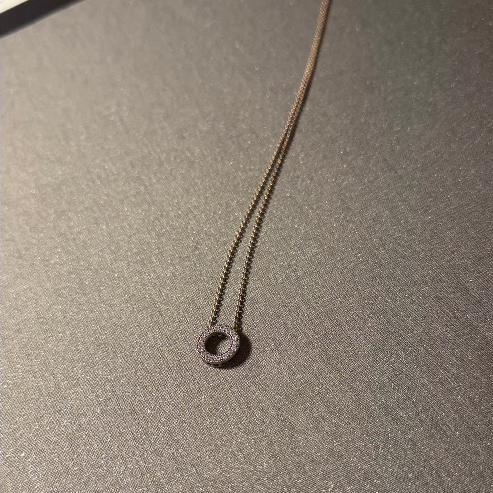 Pandora Silver Pavé Circle Pendant Necklace